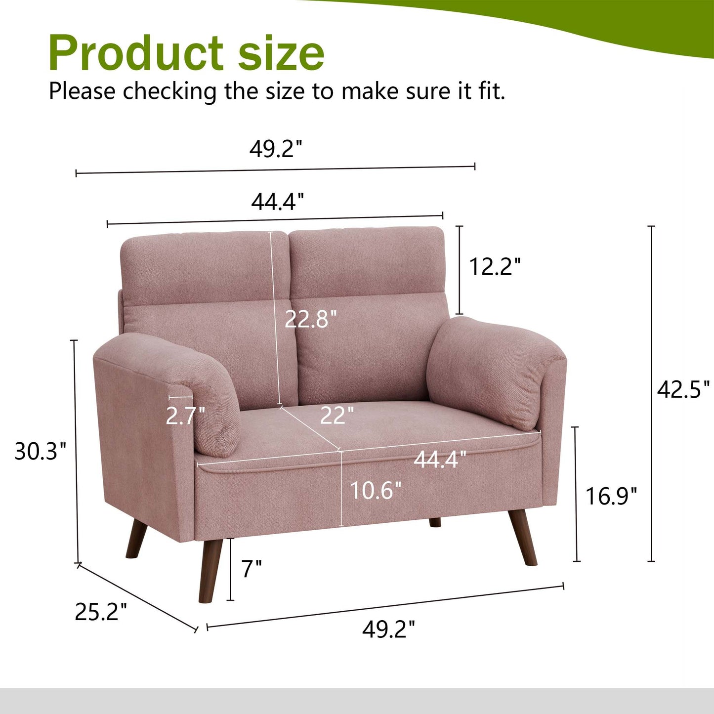 Walsunny 2-Seat Small Modern Love Seat Sofa