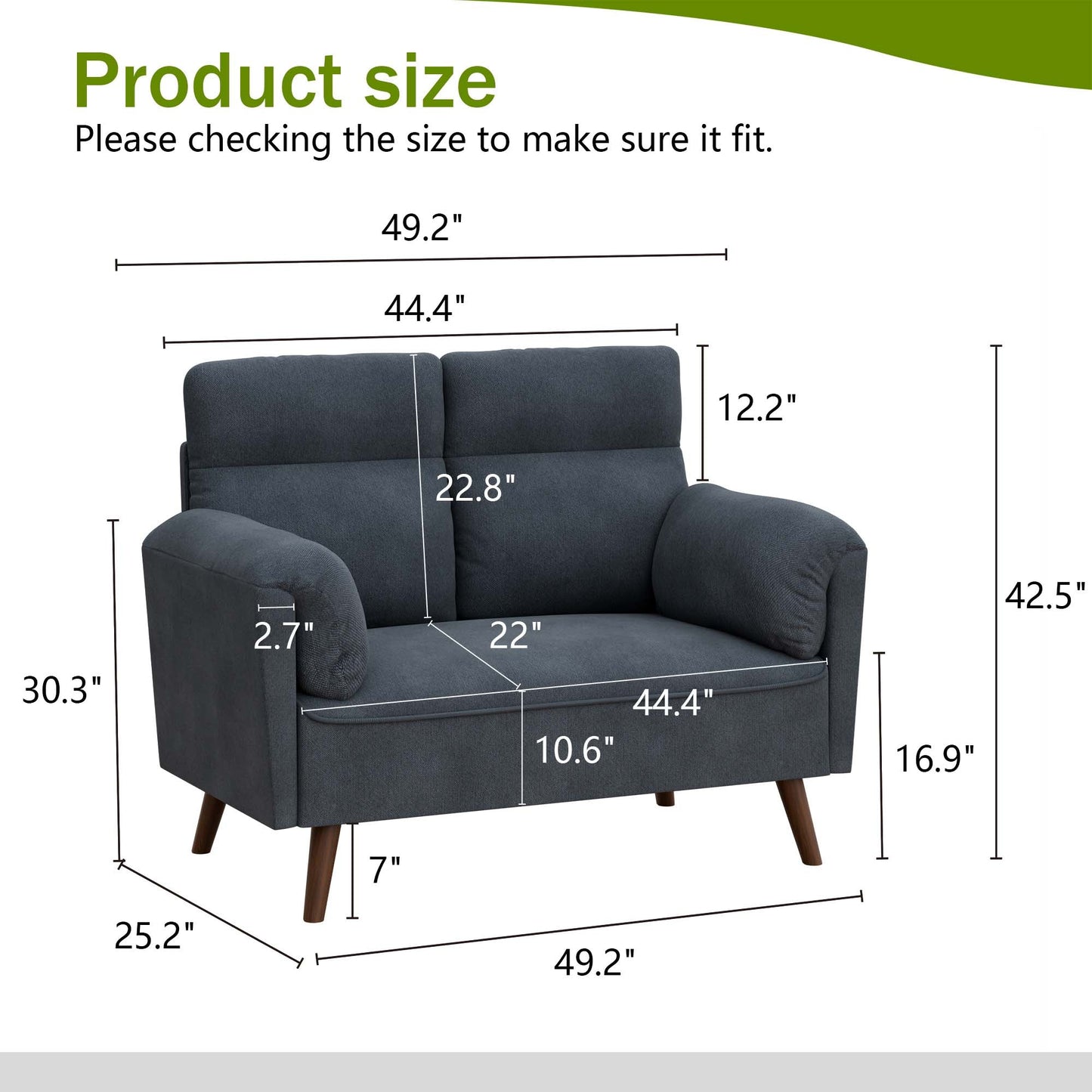 Walsunny 2-Seat Small Modern Love Seat Sofa