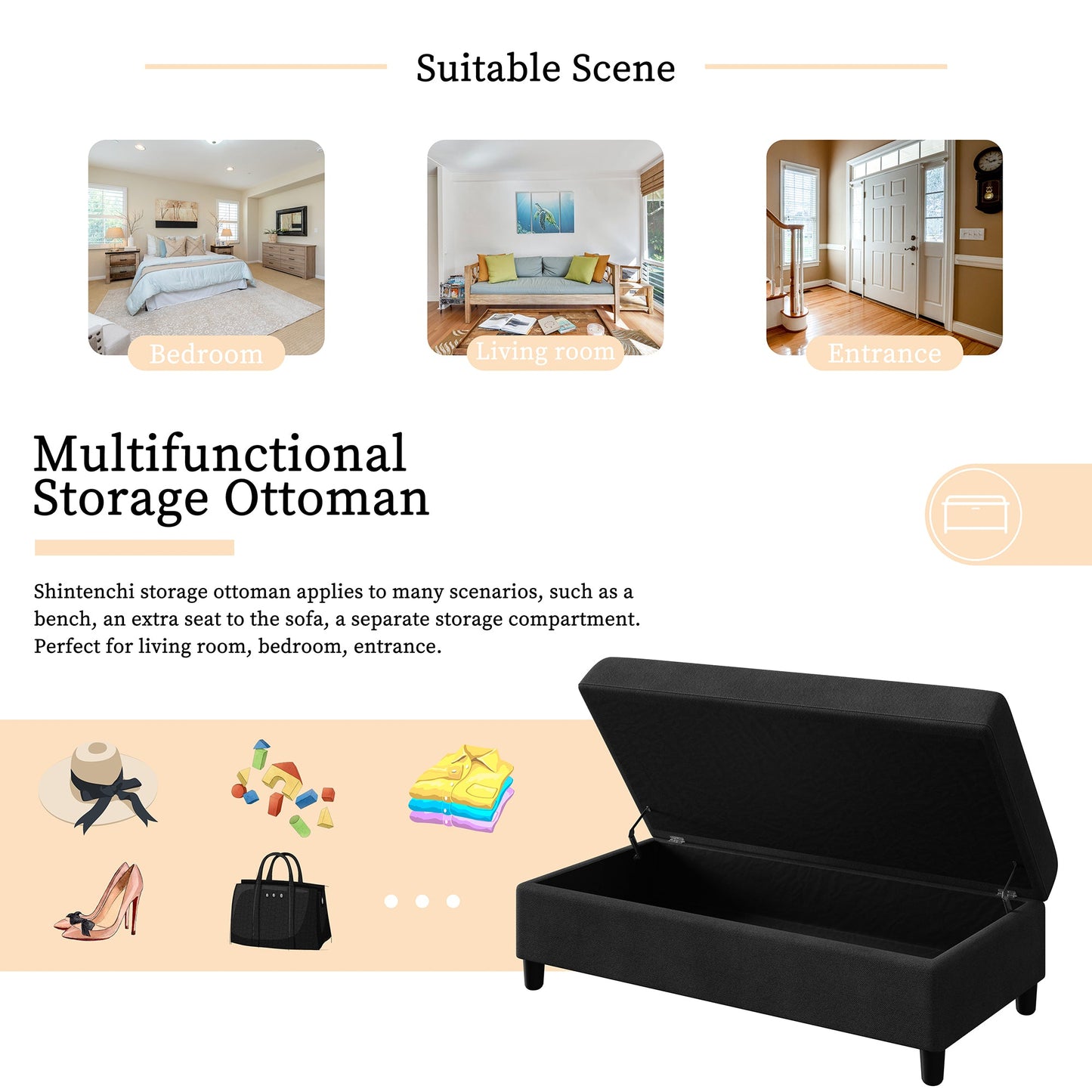 Walsunny Long Storage Ottoman