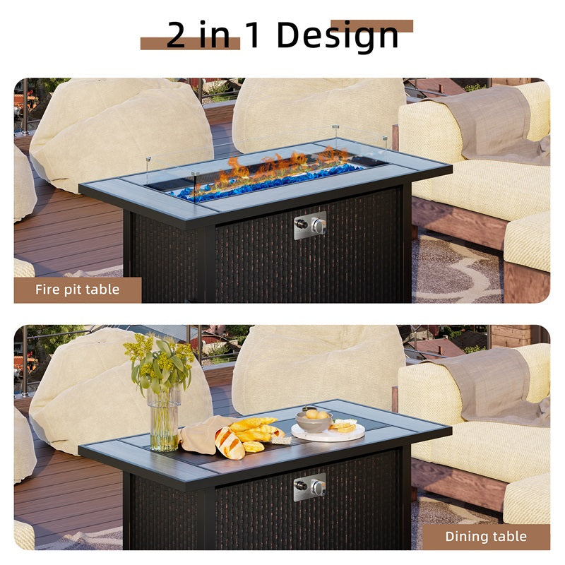 Walsunny 45" Propane Fire Pit Table 50,000 BTU Steel Gas Fire Pit