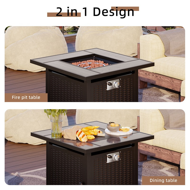 Walsunny 50,000 BTU Patio Metal Gas Square Fire Pit Table