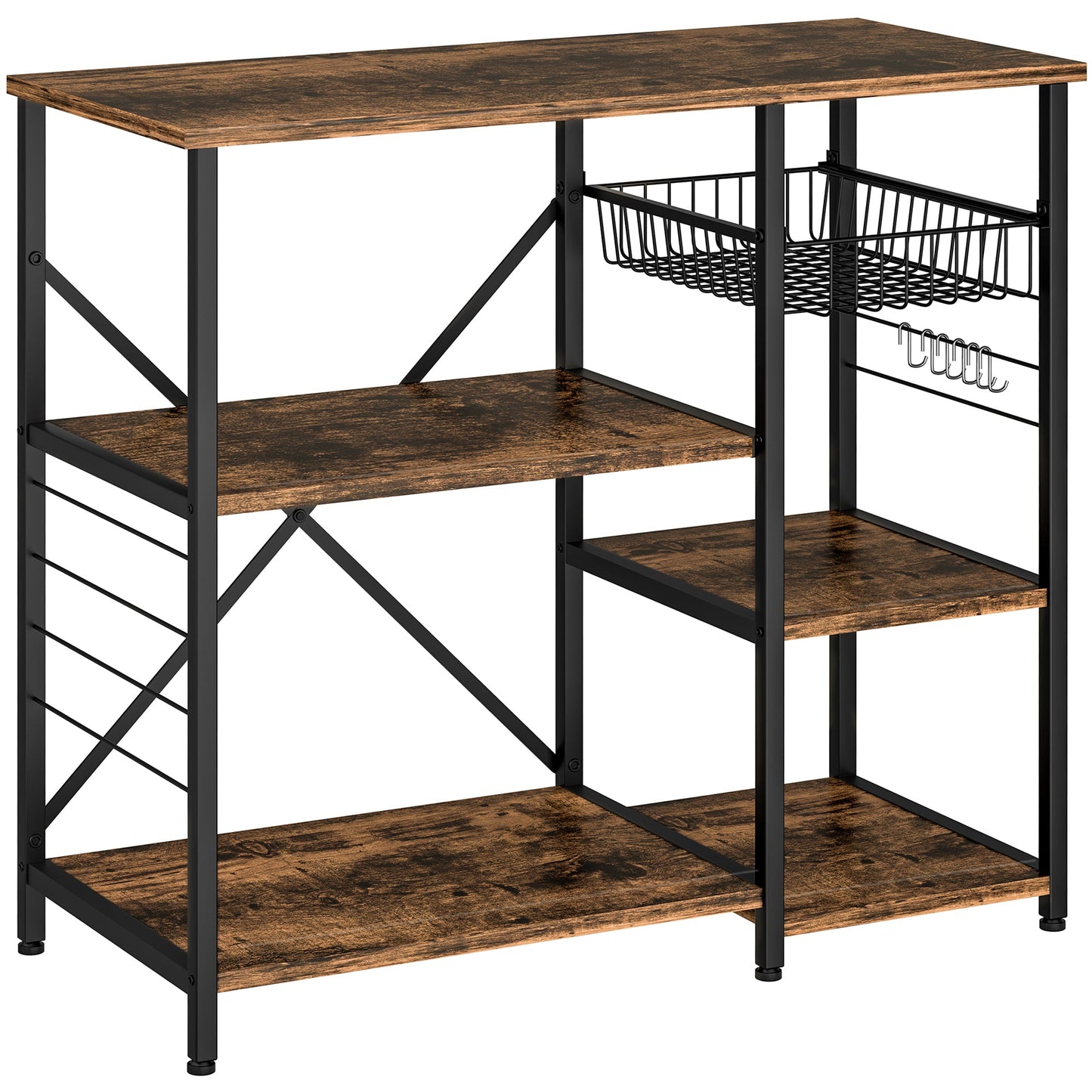 WALSUNNY Kitchen Bakers Rack , Coffee Bar Table 4Tiers