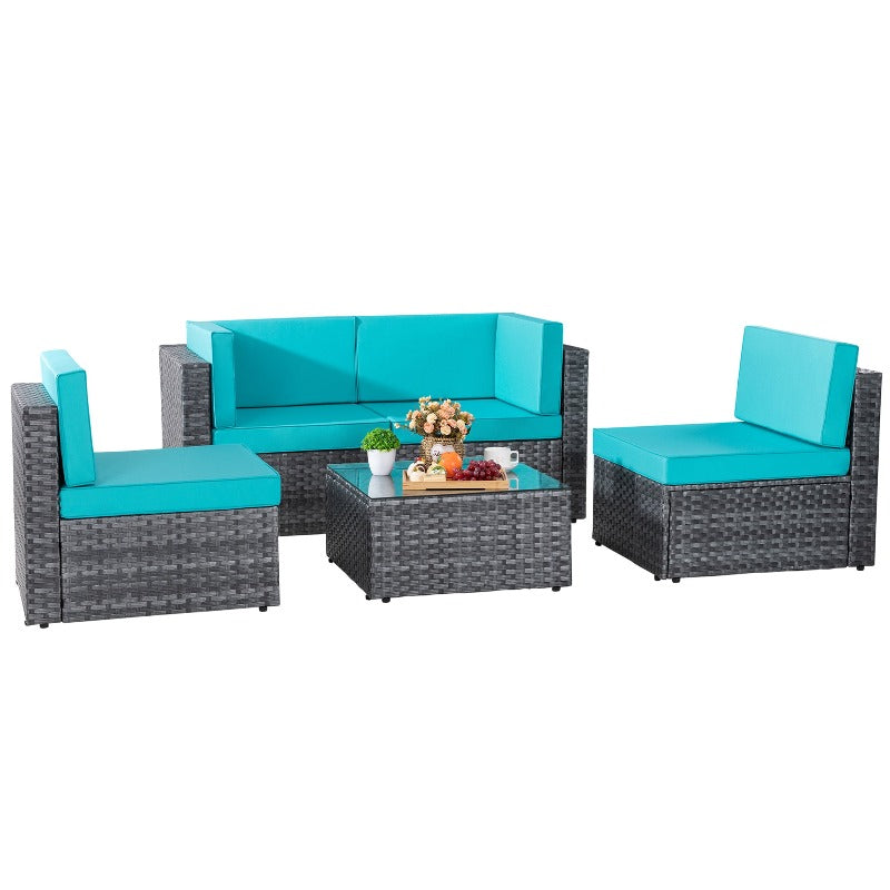 Walsunny Patio Furniture 5 Pieces Outdoor Sectional Sofas