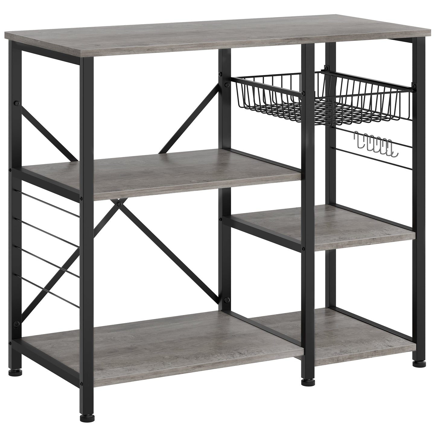 WALSUNNY Kitchen Bakers Rack , Coffee Bar Table 4Tiers