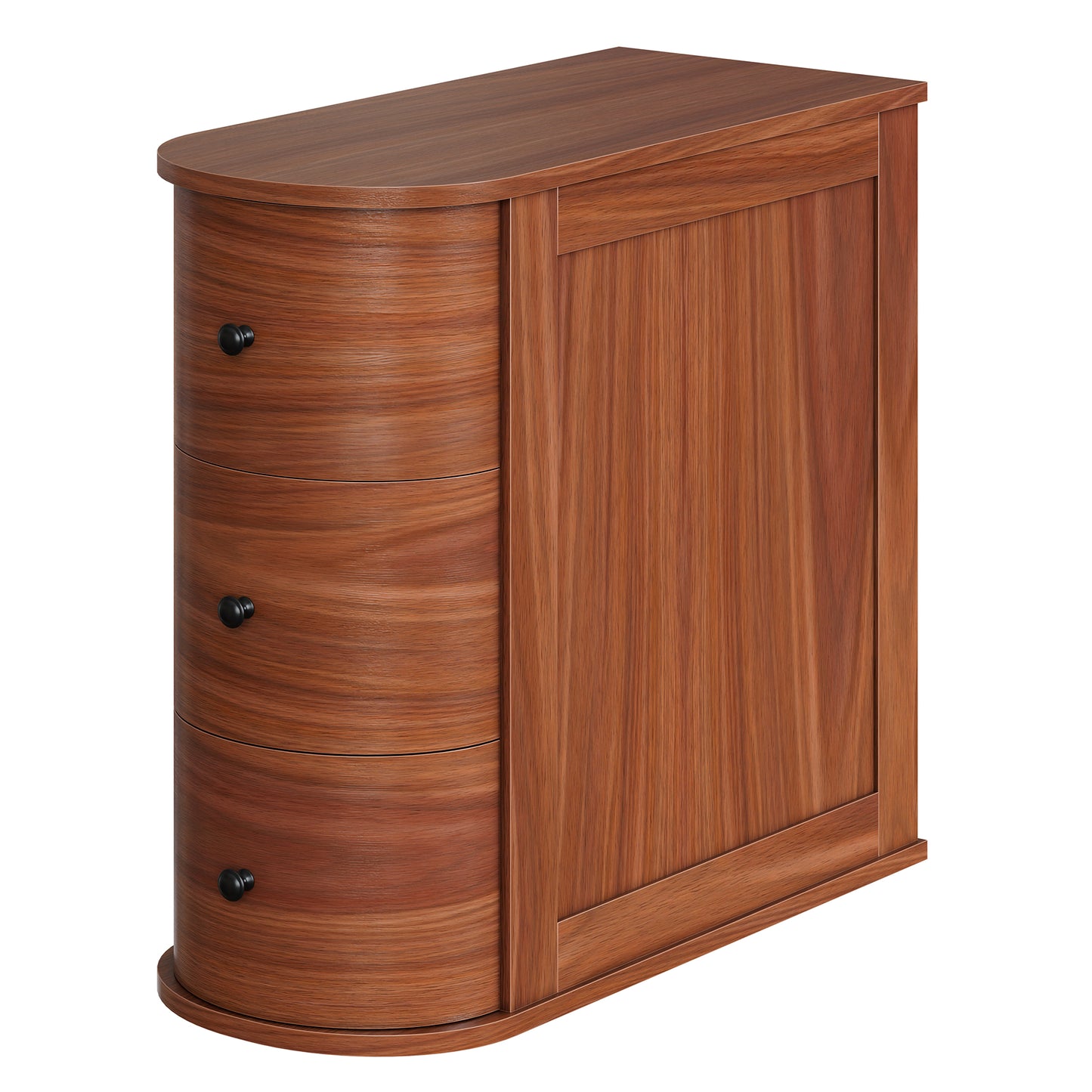 Walsunny Nightstand,Narrow End Table,3-Drawer Side Table,Vintage Slim Bedside Table for Bedroom,Hallway,Living Room,Cherry Finish