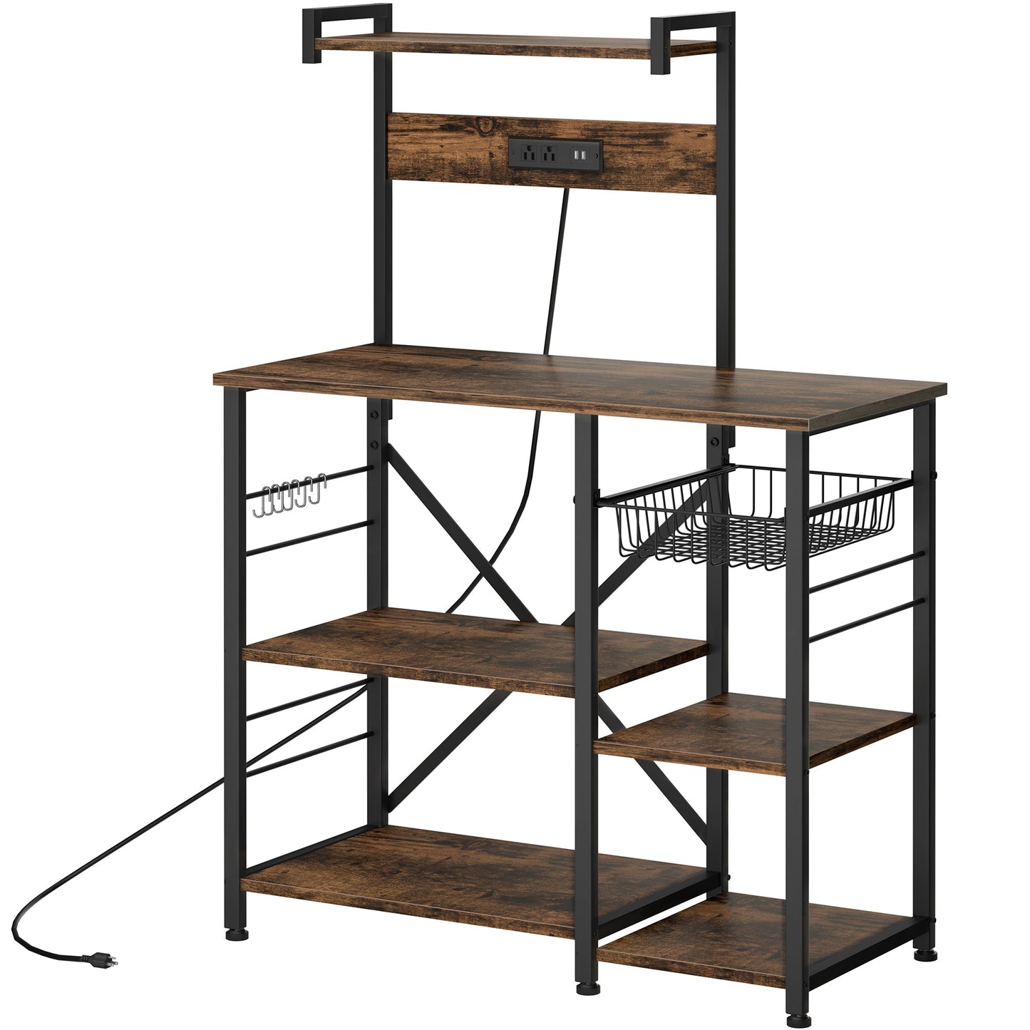 WALSUNNY Kitchen Baking Rack with Outle, Freestanding Kitchen Storage Rack Organizer