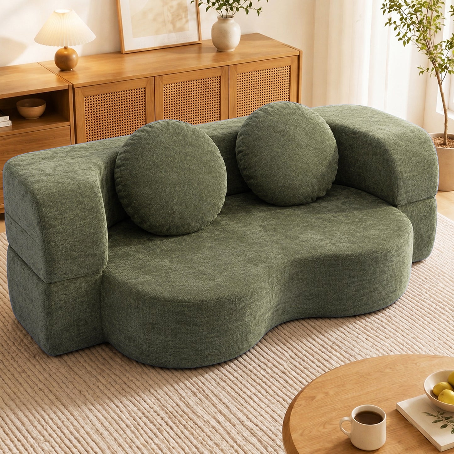 Walsunny 2-in-1 Convertible Futon Sofa Bed, Boneless Foldable Sofa Bed, Lazy Sleeper Sofa Couch, Memory Foam Folding Couch for Living Room, Bedroom