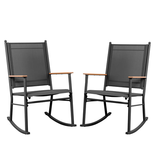 Walsunny Outdoor Patio Chairs Set of 2 Rockers Metal Rocking Chairs Furniture for Porch Backyard Lawn Garden