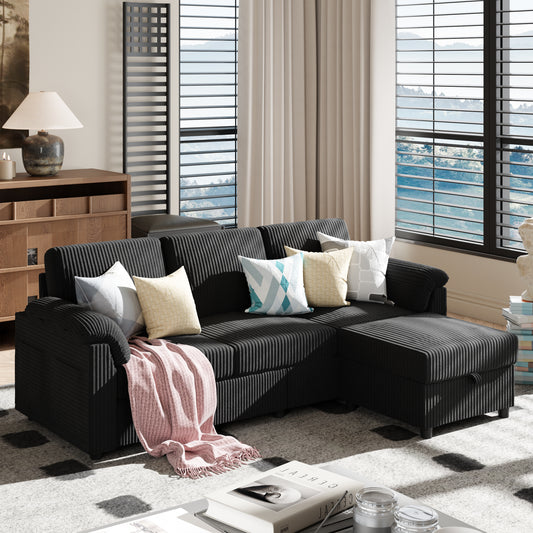 Walsunny 79"Convertible Sectional Sofa, L Shaped Couch Reversible Chaise for Living Room Modern Linen Fabric for Living Room