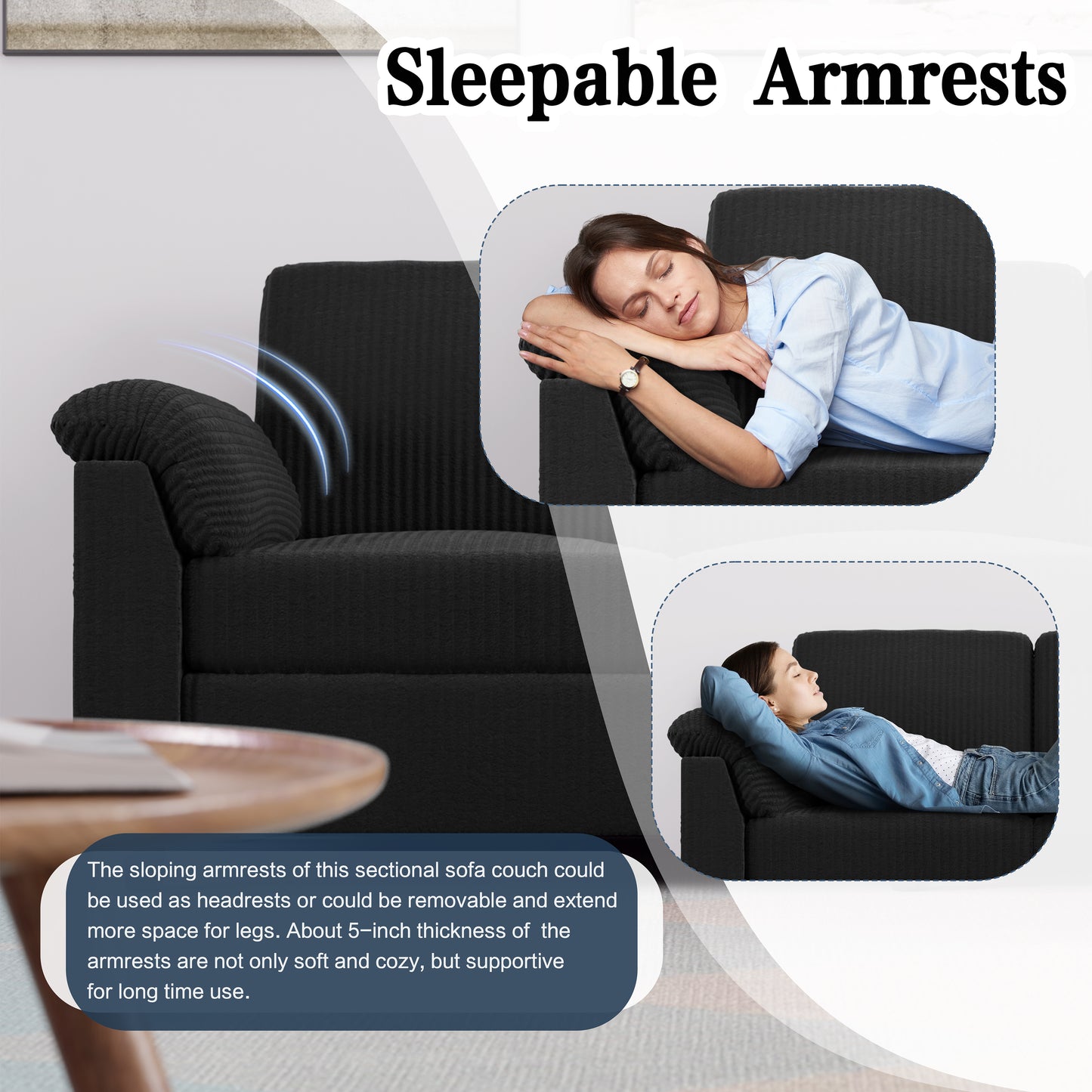 Walsunny 79"Convertible Sectional Sofa, L Shaped Couch Reversible Chaise for Living Room Modern Linen Fabric for Living Room