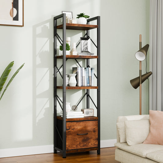 Walsunny Bookshelf Organizer, Solid Rubberwood Frame, Espresso Finish