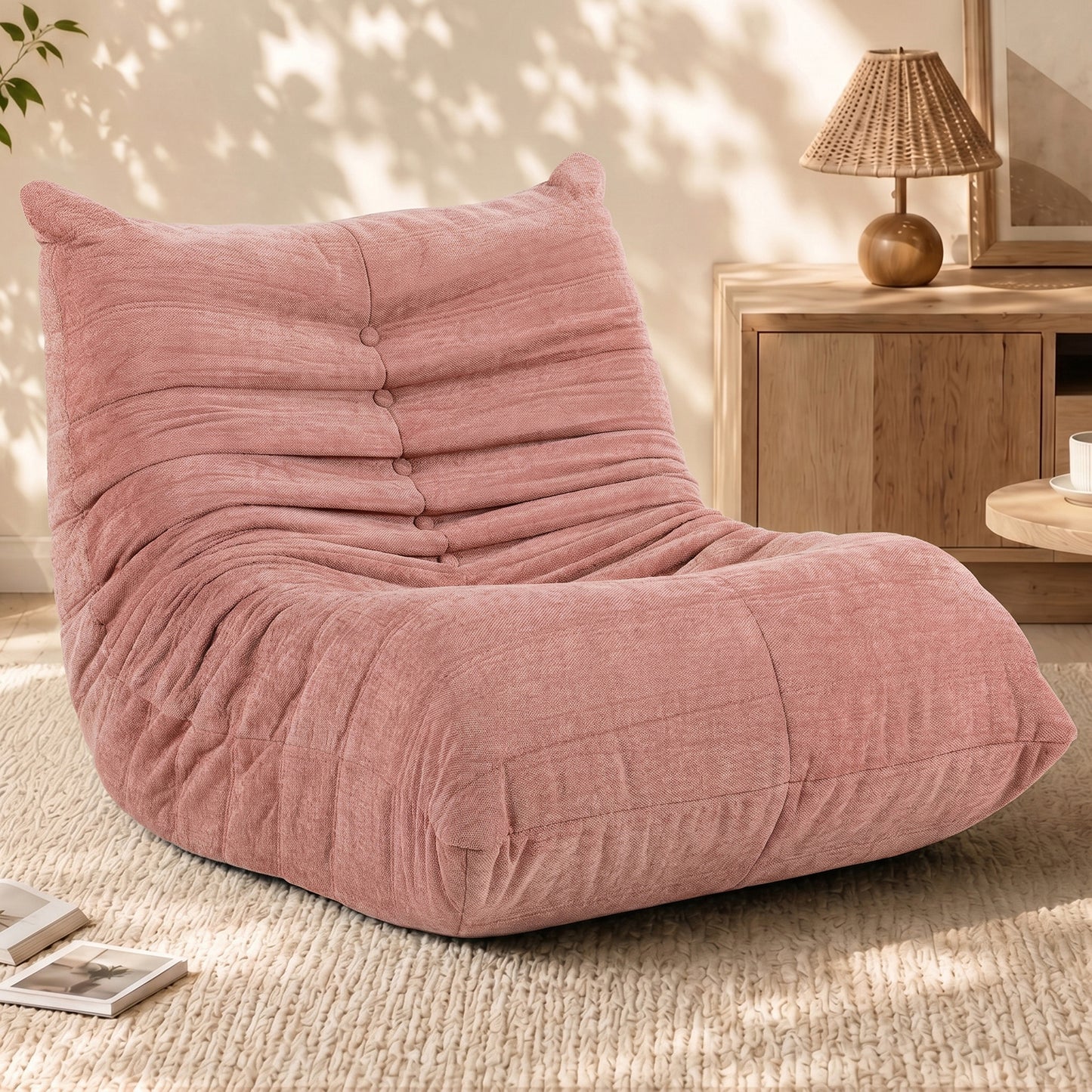 Walsunny Bean Bag Chair Memory Foam Bean Bag Sofa, Caterpillar Sofa, Lazy Sofa Chair Floor Sofa Couch Single Lounge Chair for Living Room, Bedroom, Office, Dorm, Black