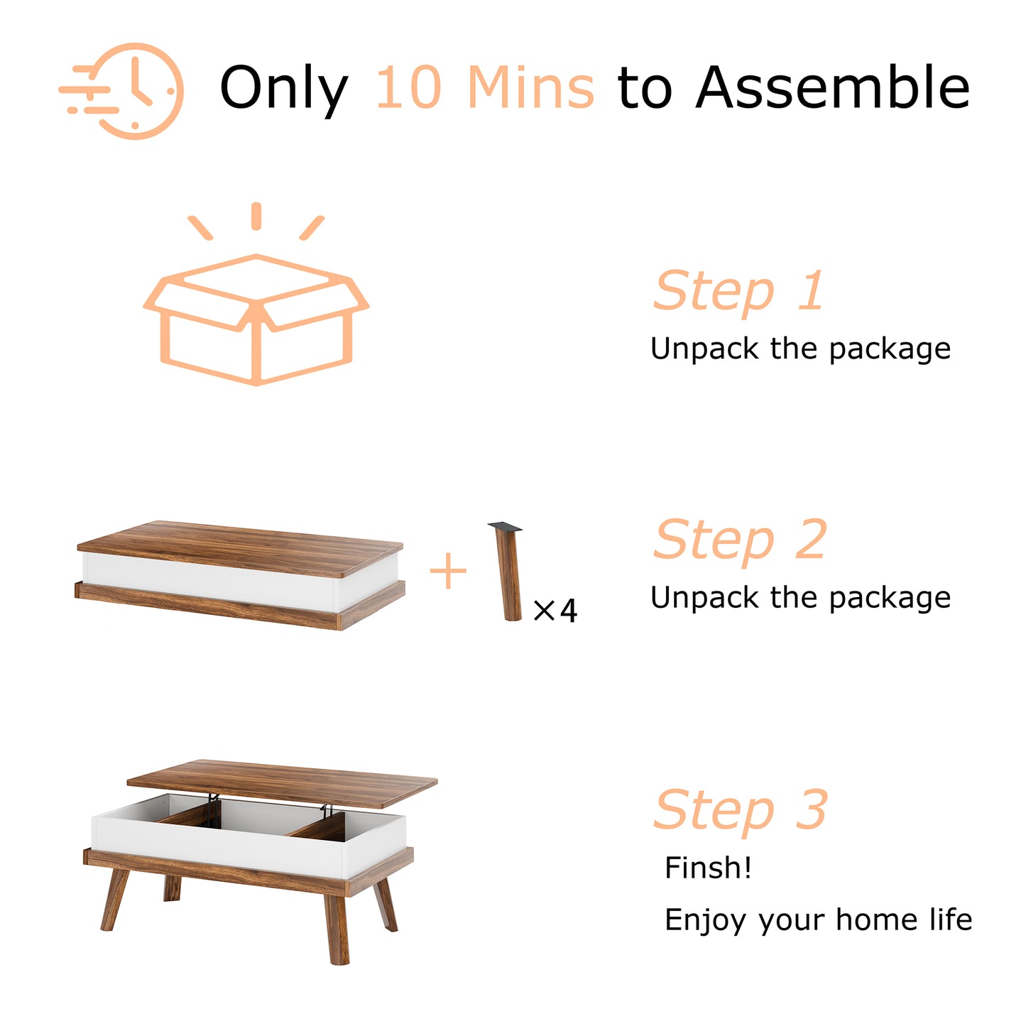 Walsunny Lift Top Wood Coffee Table