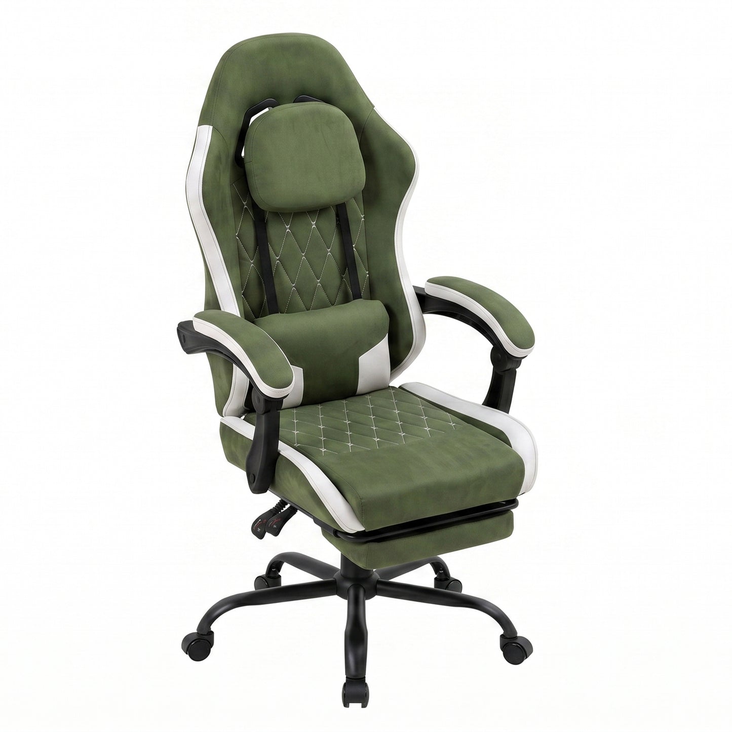 Walsunny Ergonomic Gaming Chair with Massage Lumbar Support, High-Back Office Chair with Breathable Fabric and Adjustable Neck Pillow & Footrest, Reclining Gaming Chair