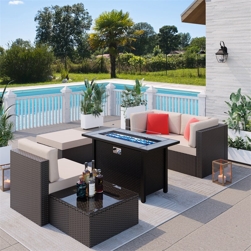 Walsunny 45" Propane Fire Pit Table 50,000 BTU Steel Gas Fire Pit