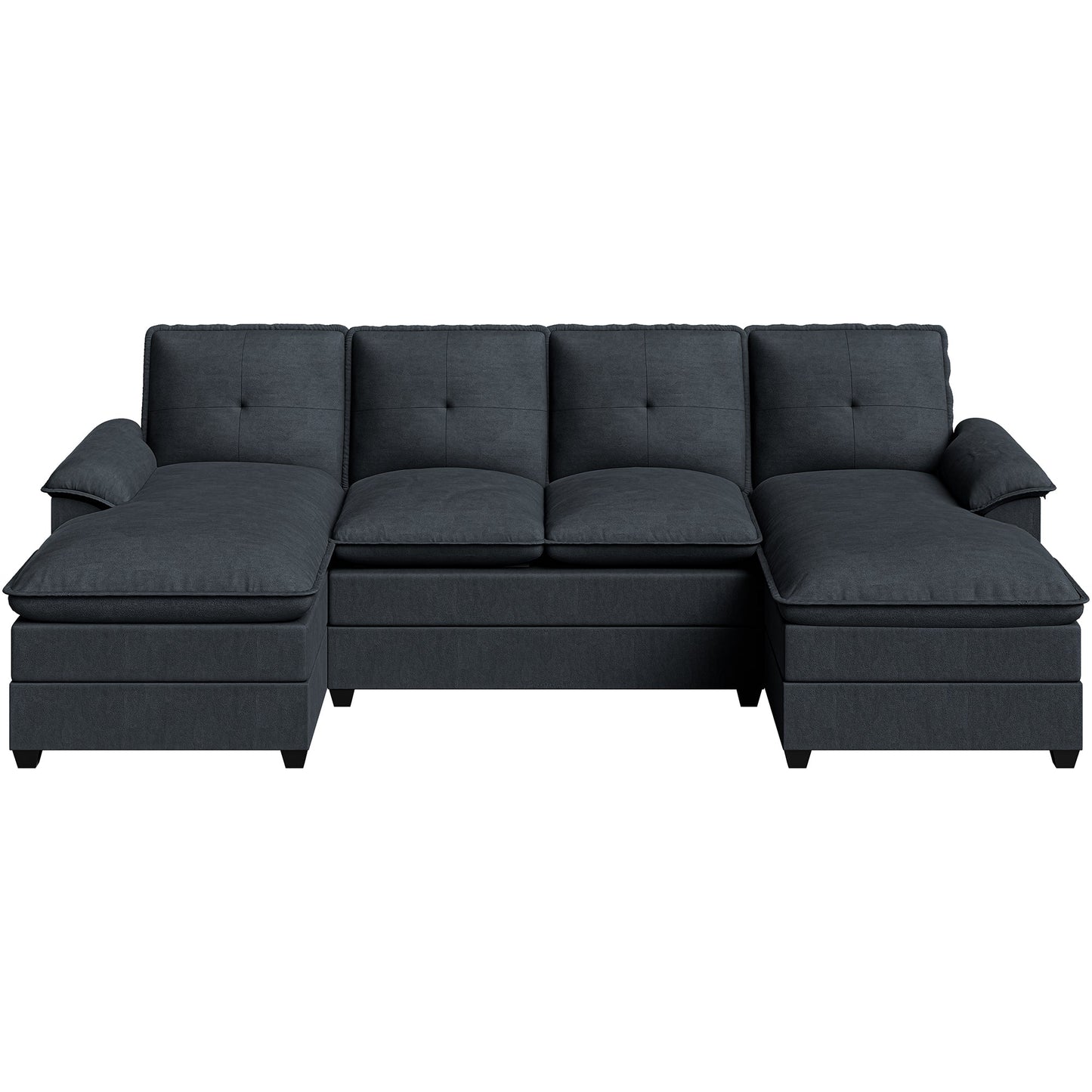 WALSUNNY 109'' U-shaped Sectional cloud-like Sofa Couches #color_black