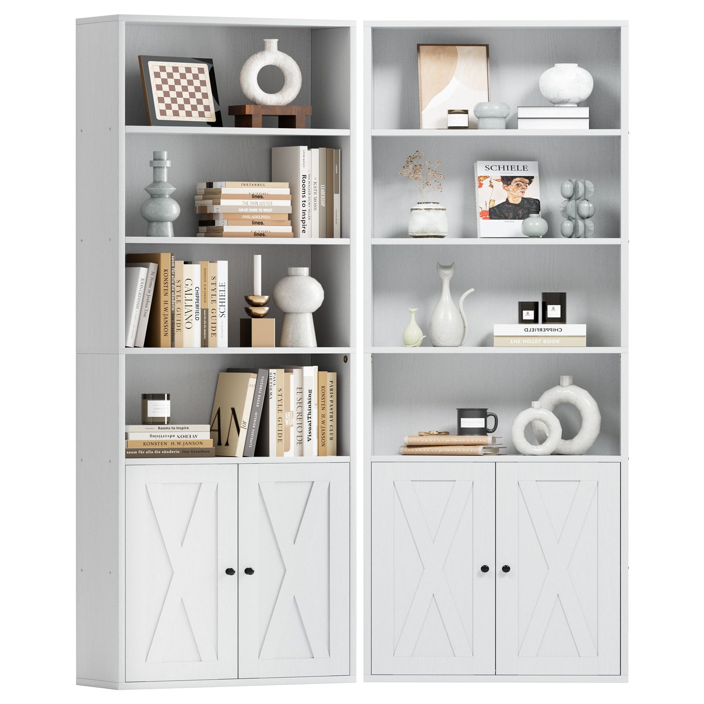 Walsunny Bookshelf Bookcase with Doors