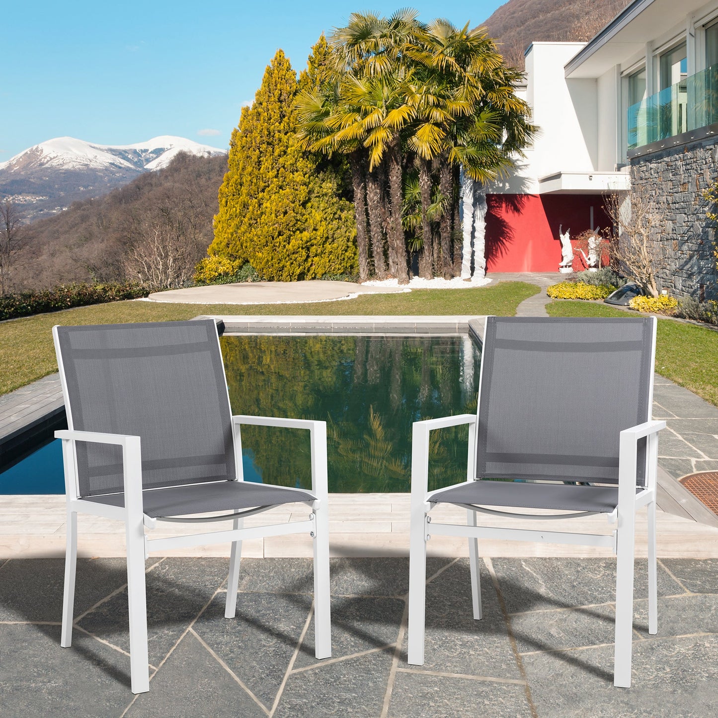 Walsunny Patio Furniture 2 Pieces Outdoor Texilene Chair Sets