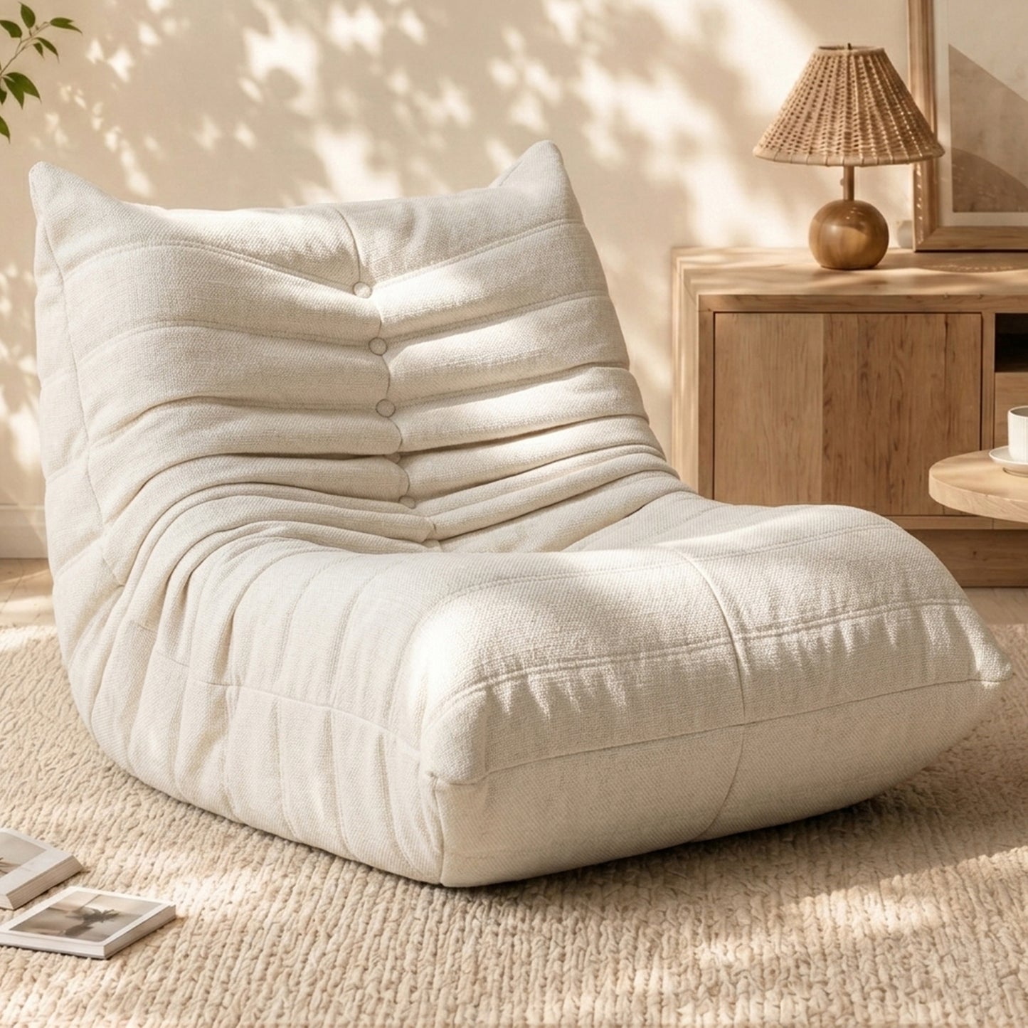 Walsunny Bean Bag Chair Memory Foam Bean Bag Sofa, Caterpillar Sofa, Lazy Sofa Chair Floor Sofa Couch Single Lounge Chair for Living Room, Bedroom, Office, Dorm, Black