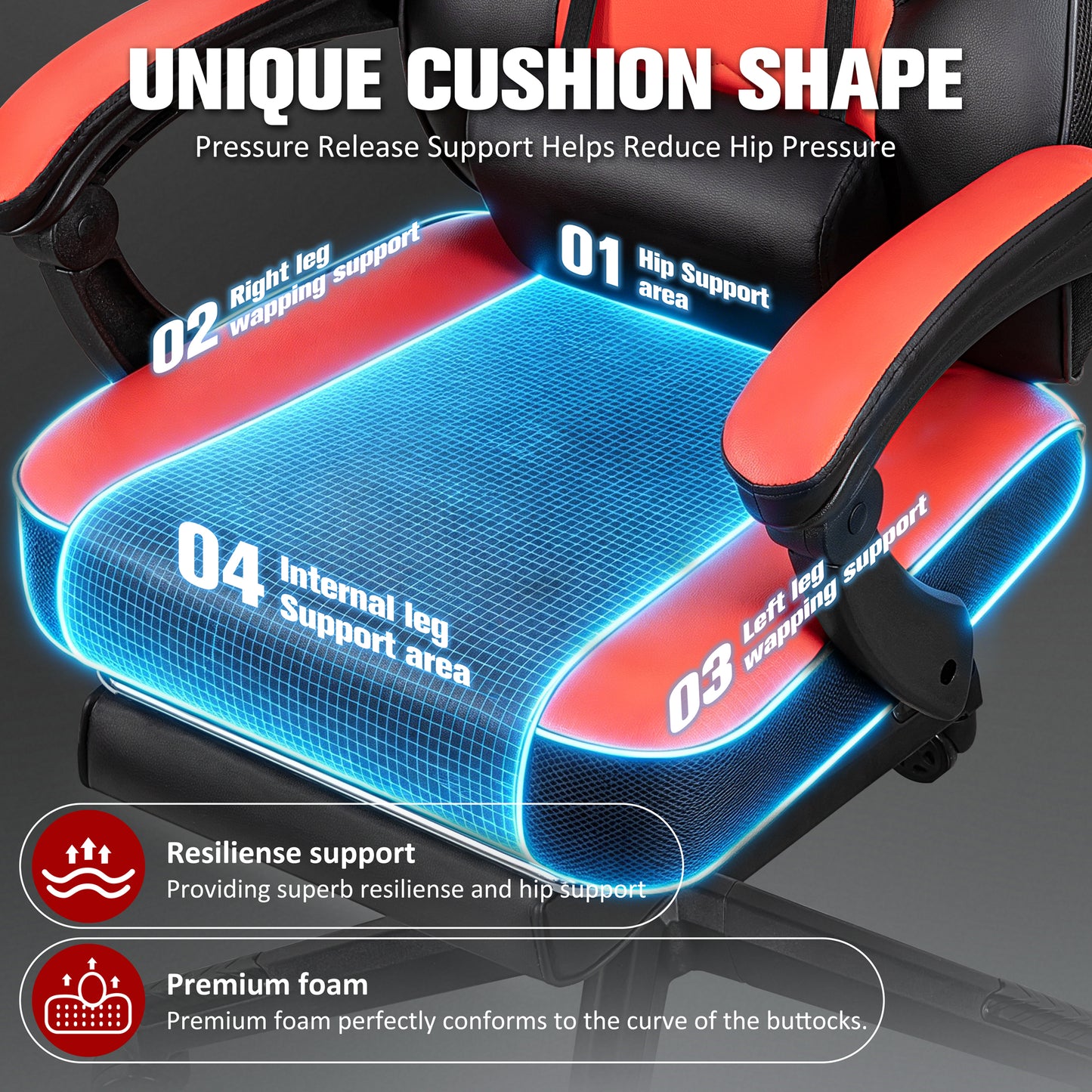 Walsunny Ergonomic Gaming Chair, Reclining Computer Gamer Chair with Footrest and Massage Lumbar, Swivel Racing Style Office Chair
