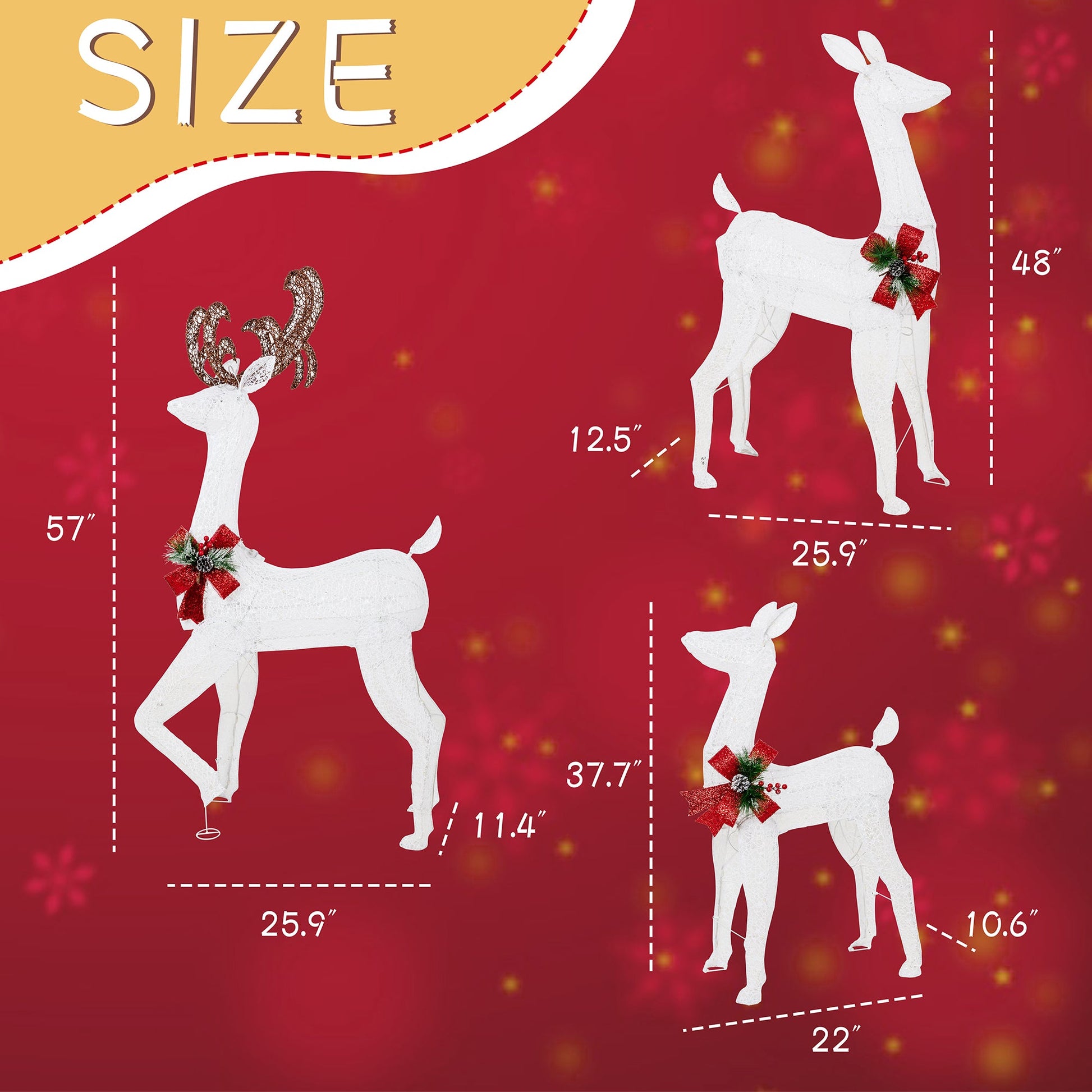 Walsunny LED Lighted Christmas Deer Family Display Set