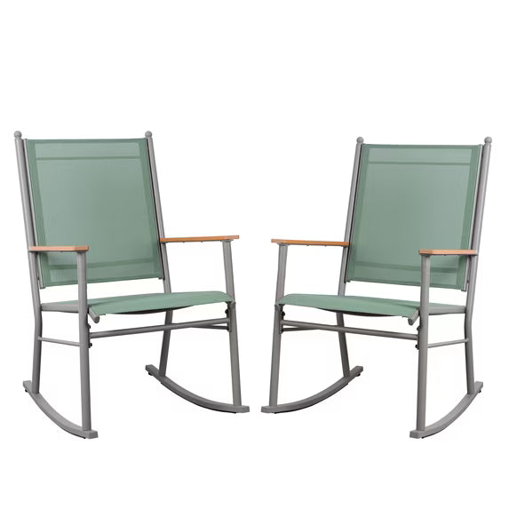 Walsunny Outdoor Patio Chairs Set of 2 Rockers Metal Rocking Chairs Furniture for Porch Backyard Lawn Garden