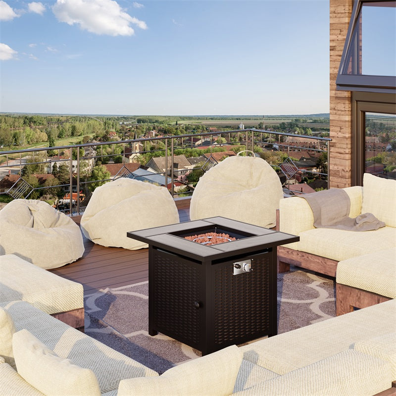 Walsunny 50,000 BTU Patio Metal Gas Square Fire Pit Table